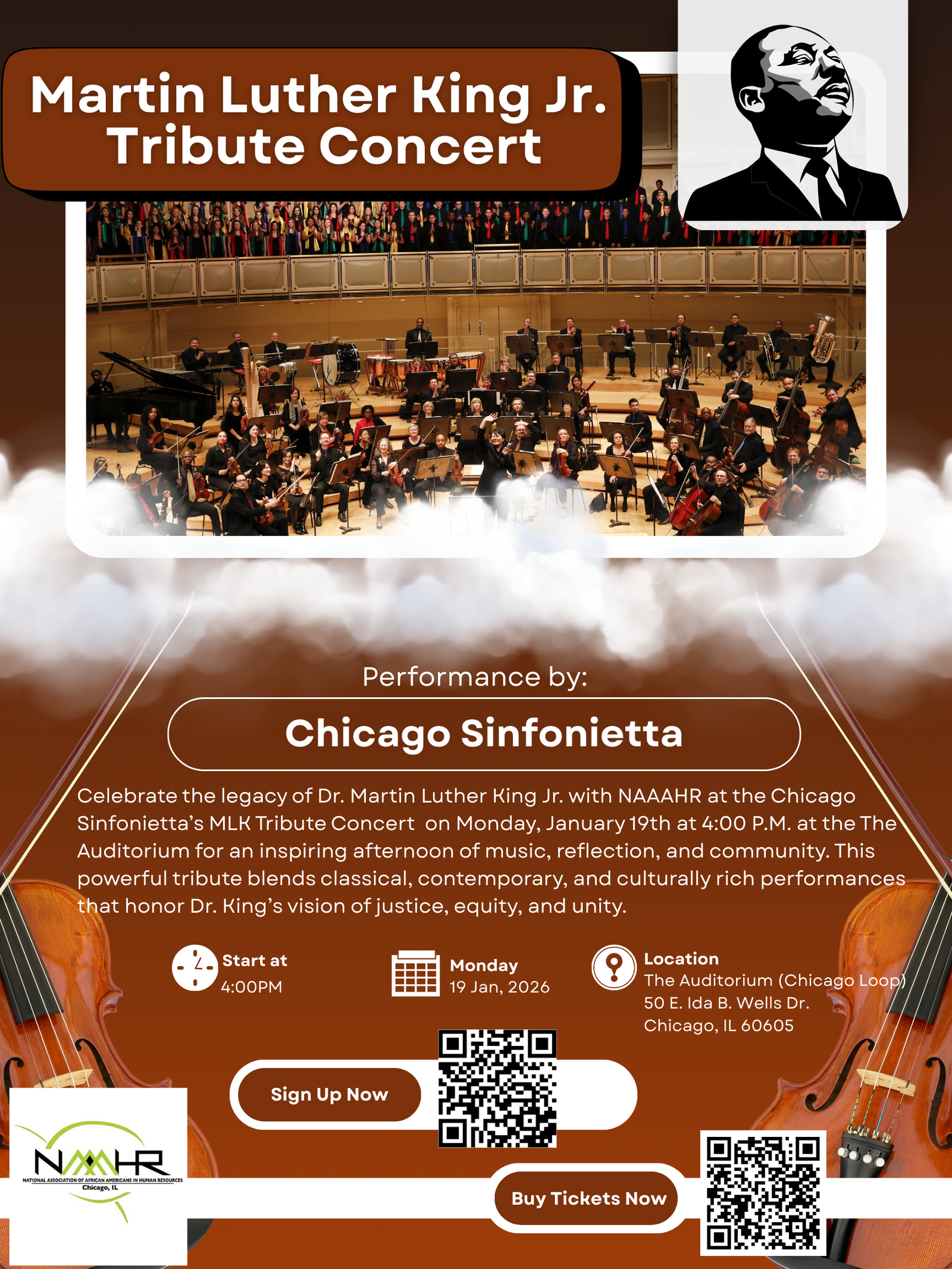 Brown and White Modern Music Concert Poster